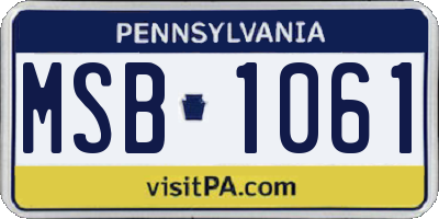 PA license plate MSB1061