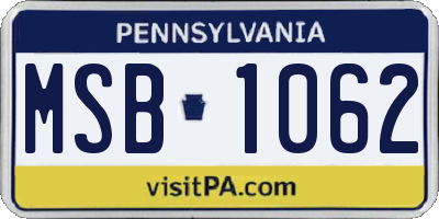 PA license plate MSB1062