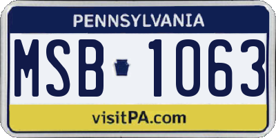 PA license plate MSB1063