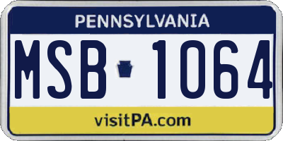 PA license plate MSB1064