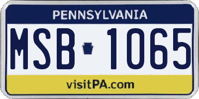 PA license plate MSB1065