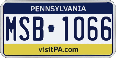 PA license plate MSB1066