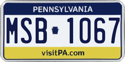 PA license plate MSB1067