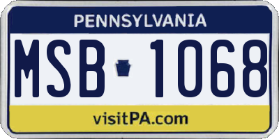 PA license plate MSB1068