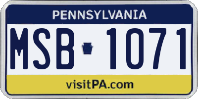 PA license plate MSB1071