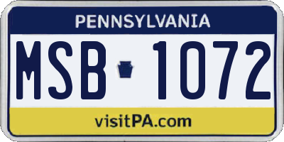PA license plate MSB1072