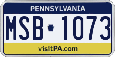 PA license plate MSB1073
