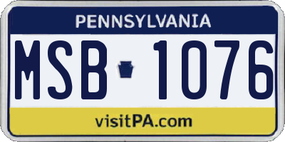 PA license plate MSB1076