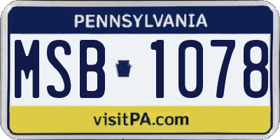 PA license plate MSB1078