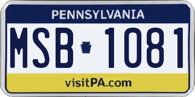 PA license plate MSB1081