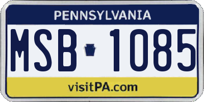 PA license plate MSB1085