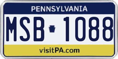 PA license plate MSB1088