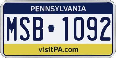PA license plate MSB1092