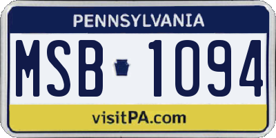 PA license plate MSB1094