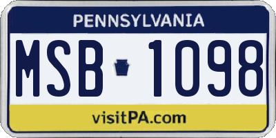 PA license plate MSB1098