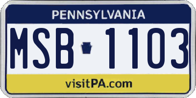 PA license plate MSB1103