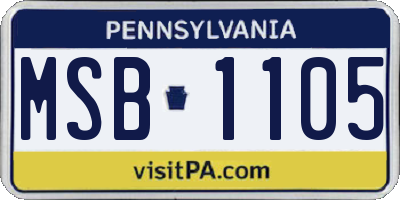 PA license plate MSB1105