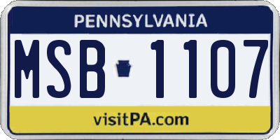 PA license plate MSB1107