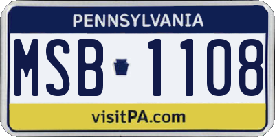 PA license plate MSB1108