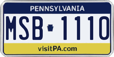 PA license plate MSB1110