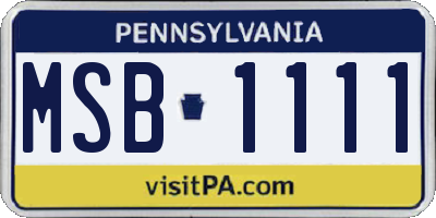 PA license plate MSB1111