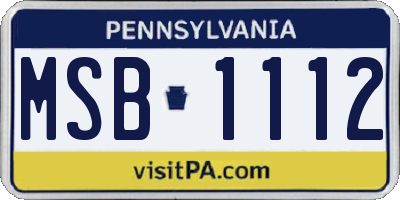 PA license plate MSB1112