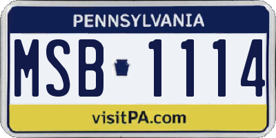 PA license plate MSB1114