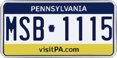 PA license plate MSB1115