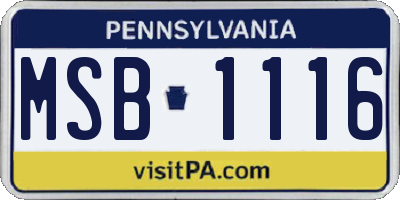 PA license plate MSB1116