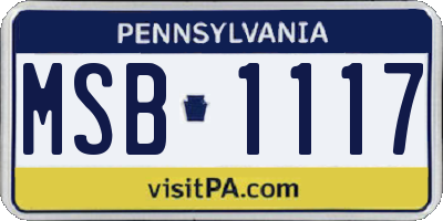 PA license plate MSB1117