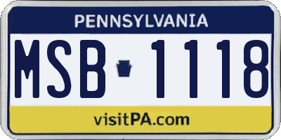 PA license plate MSB1118