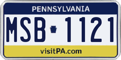 PA license plate MSB1121