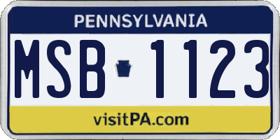 PA license plate MSB1123