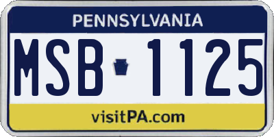 PA license plate MSB1125