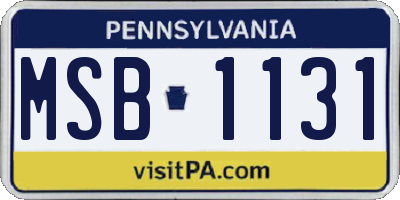 PA license plate MSB1131