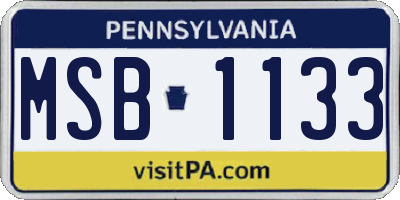 PA license plate MSB1133