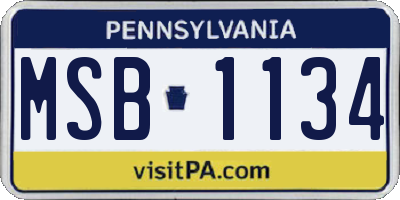 PA license plate MSB1134