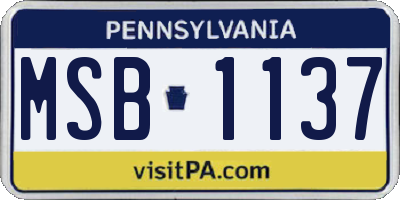 PA license plate MSB1137