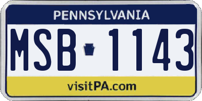 PA license plate MSB1143
