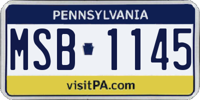 PA license plate MSB1145
