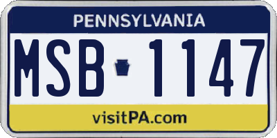 PA license plate MSB1147