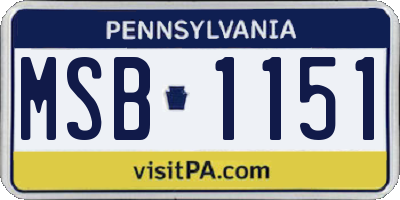 PA license plate MSB1151