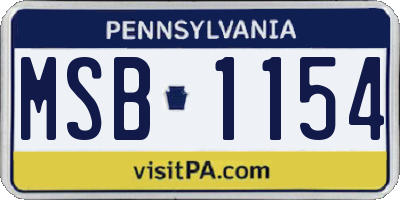 PA license plate MSB1154