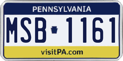 PA license plate MSB1161