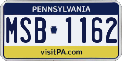 PA license plate MSB1162