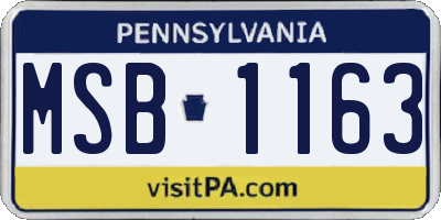 PA license plate MSB1163