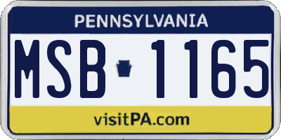 PA license plate MSB1165