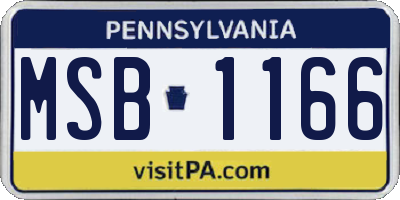 PA license plate MSB1166