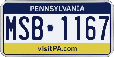 PA license plate MSB1167