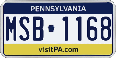 PA license plate MSB1168